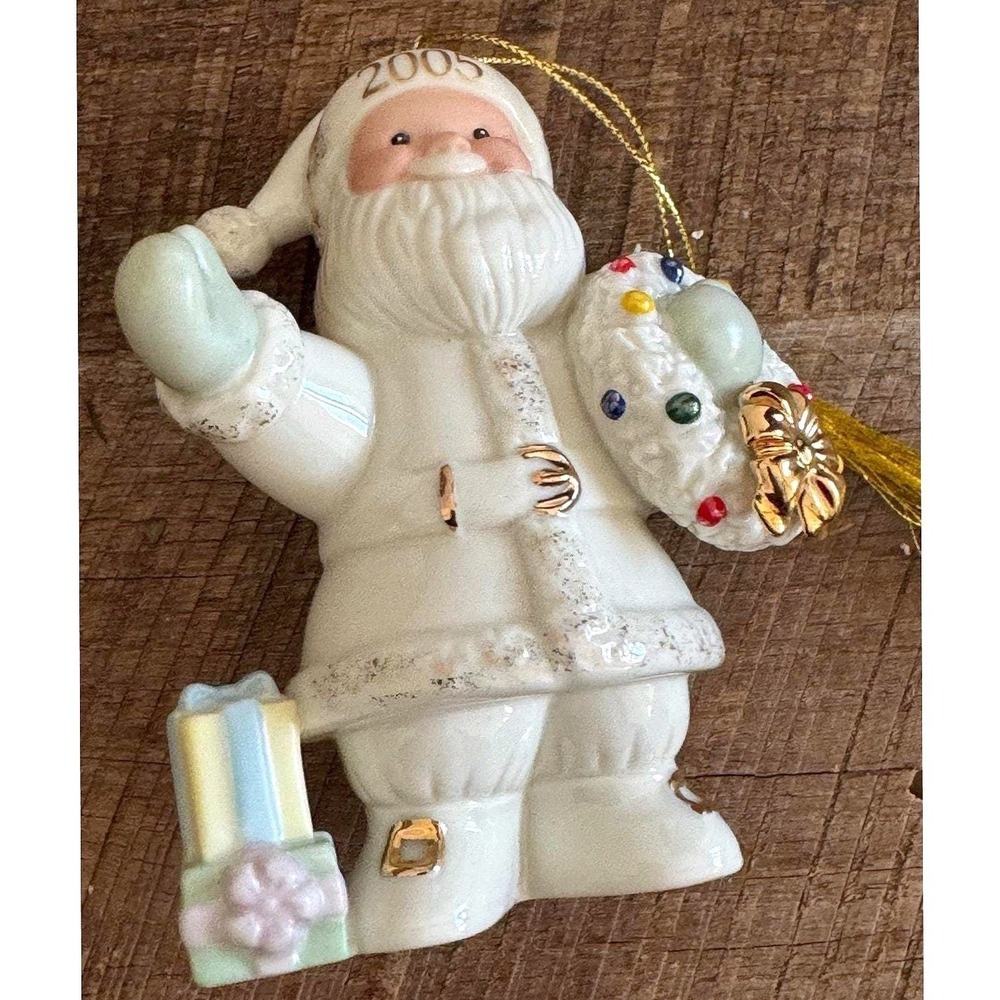 2005 Lenox Greetings From Santa Ornament 24K Gold Accent Cottagecore Home Decor - Picture 5 of 11